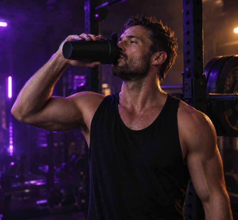 Member taking a drink between sets